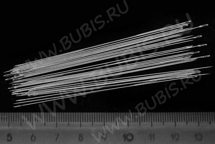 Игла 02 для нанизывания 80*0,45мм никель (сталь) (инструменты для бижутерии) (10шт.)