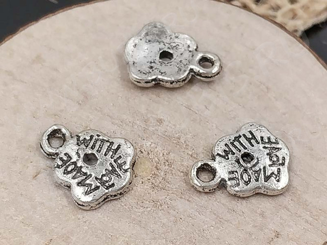 (СКИДКИ!!!) Подвеска Цветочек 14 "Made with Love" 10*8*1,2мм античное серебро (литьё) (10шт.)