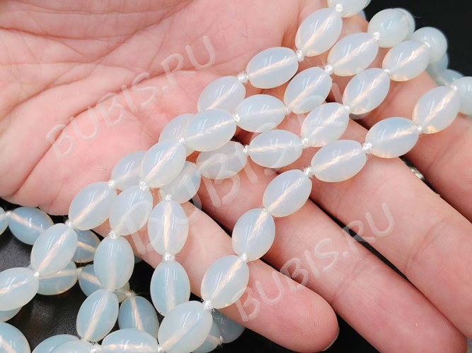 Бусина каменная Бочонок 18 11*8*8мм Лунный камень синт. (Опалит) (камни)