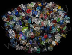 Крошка (галтовка) каменная 043 5-9мм Микс №02 яркий прозрачно-полупрозрачный (камни) (нить прим.45см)