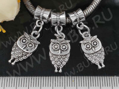 Бейл с подвеской Пандора 45 Сова 29*9*7мм античное серебро (Pandora Style)