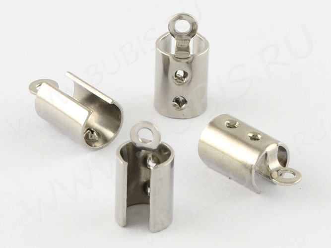 Концевик 078 обжимной зажимной 11*4,5мм для шнура 4мм цвет платины (Хирургическая сталь) (10шт)