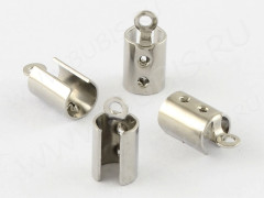 Концевик 078 обжимной зажимной 11*4,5мм для шнура 4мм цвет платины (Хирургическая сталь) (10шт)