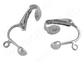 Основы для клипс №11 15,5*13мм цвет платины, без никеля (Brass) (1 пара)