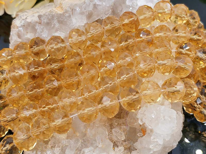 Бусина кристалл Абакус гранёный 10*10*7,5мм золотистый прозрачный (имитация Сваровски)