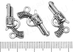 Подвеска Пистолет 01 3D Револьвер 22,5*12*3,3мм античное серебро (литьё)