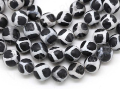 (ОПТ) Бусина округлая 10мм Агат Жираф бело-чёрный (камни) (НИТЬ)