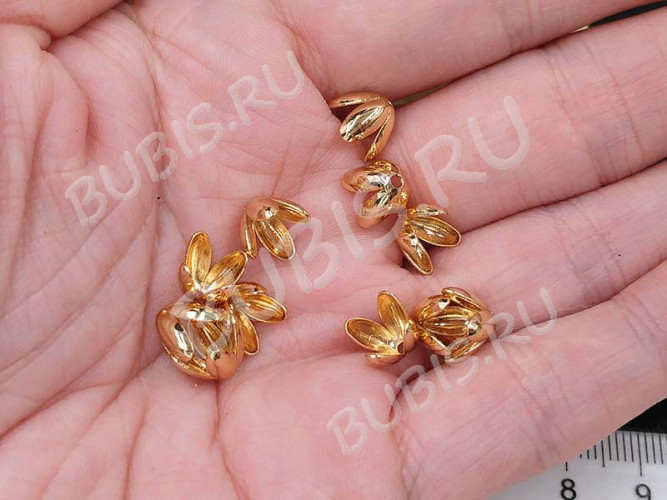 251 Шапочка Тюльпанчик 8,5*8,5*6,5мм золотистая (Milano LUX) (Brass с родированием)