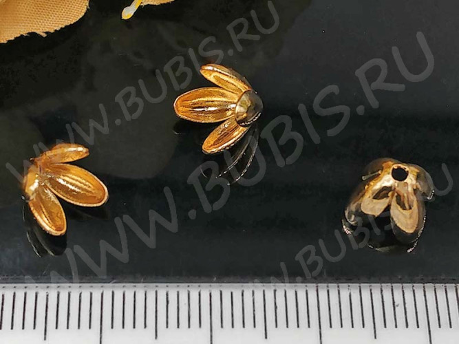 251 Шапочка Тюльпанчик 8,5*8,5*6,5мм золотистая (Milano LUX) (Brass с родированием)