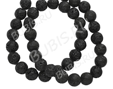 (СКИДКИ!!!) Бусина округлая 8мм Лава вулканическая чёрная (камни)(10шт)