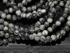 (ОПТ) Бусина округлая 4мм Яшма сетчатая серая (камни) (НИТЬ)