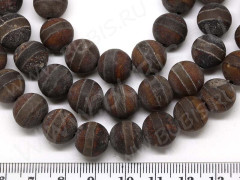 Бусина округлая 10мм Агат Тибетский с полоской МАТОВЫЙ шоколадный (камни)