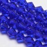 Купить (ОПТ) Бусина кристалл Биконус гранёный 4*4мм Хрусталь синий прозрачный (имитация Сваровски) (НИТЬ) с доставкой по России