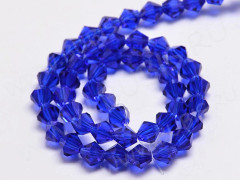 (ОПТ) Бусина кристалл Биконус гранёный 4*4мм Хрусталь синий прозрачный (имитация Сваровски) (НИТЬ)