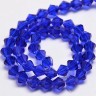Купить (ОПТ) Бусина кристалл Биконус гранёный 4*4мм Хрусталь синий прозрачный (имитация Сваровски) (НИТЬ) с доставкой по России