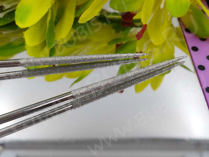 Надфиль (мелкий напильник) 02 округлый цилиндр 14см с красными ручками (инструменты для бижутерии)