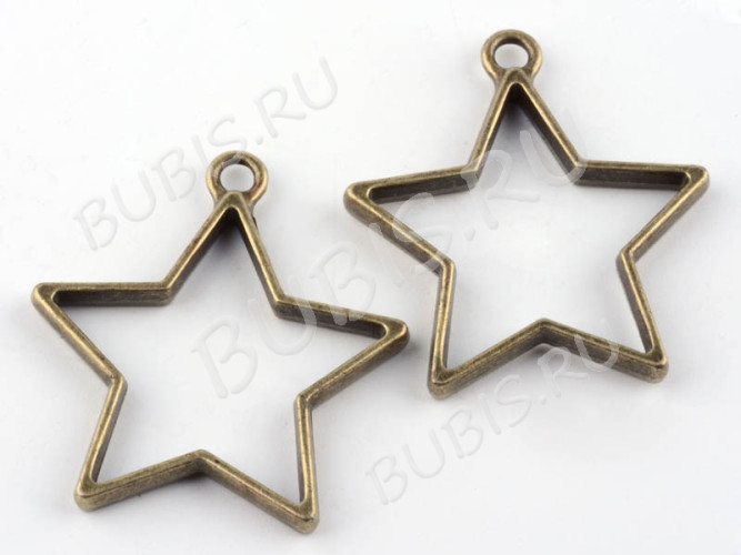 Подвеска Рамка 18 Звезда 35*33,5*3,5мм античная бронза (литьё)