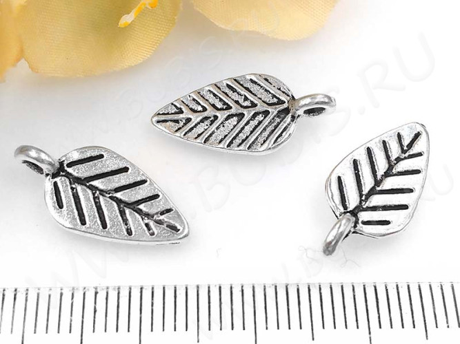 Подвеска Листик 08 19*9*1,2мм античное серебро (литьё)