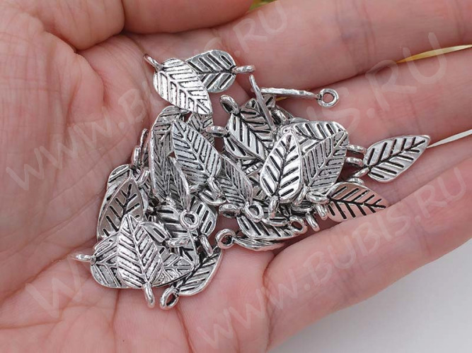 Подвеска Листик 08 19*9*1,2мм античное серебро (литьё)