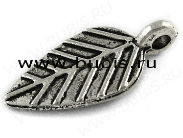 Подвеска Листик 08 19*9*1,2мм античное серебро (литьё)
