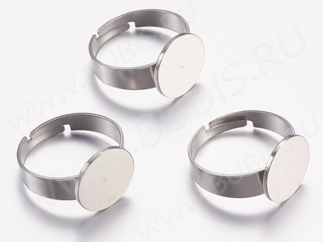 Основа (заготовка) для кольца 156 17мм с платформой 12мм цвет платины (Хирургическая сталь)