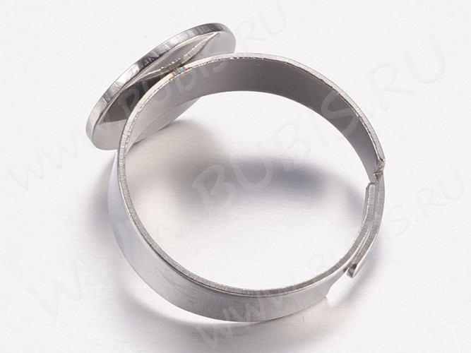 Основа (заготовка) для кольца 156 17мм с платформой 12мм цвет платины (Хирургическая сталь)