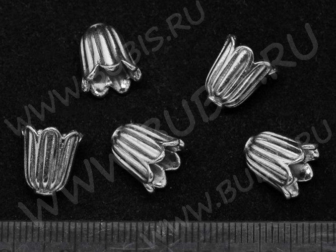 151 Шапочка Тюльпанчик 10,7*10,6*10,6мм античное серебро (литьё)