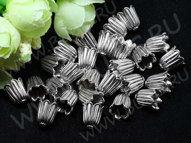 151 Шапочка Тюльпанчик 10,7*10,6*10,6мм античное серебро (литьё)