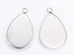 Подвеска-сеттинг Капля 01 (сеттинг 24*17мм) 29*18,5*1,5мм цвет платины (Хирургическая сталь)