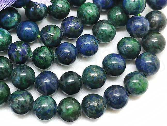 (ОПТ) Бусина округлая ГЛАДКАЯ "каменный бисер" 3мм Азурмалахит (камни) (НИТЬ)
