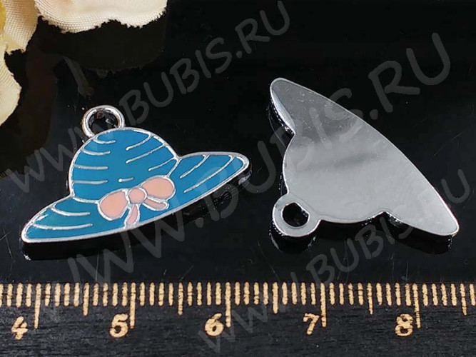 Подвеска Шляпа 03 27*17*2,5мм т.голубая (цветные подвески)