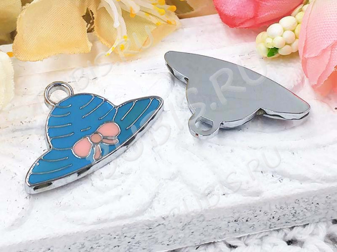 Подвеска Шляпа 03 27*17*2,5мм т.голубая (цветные подвески)