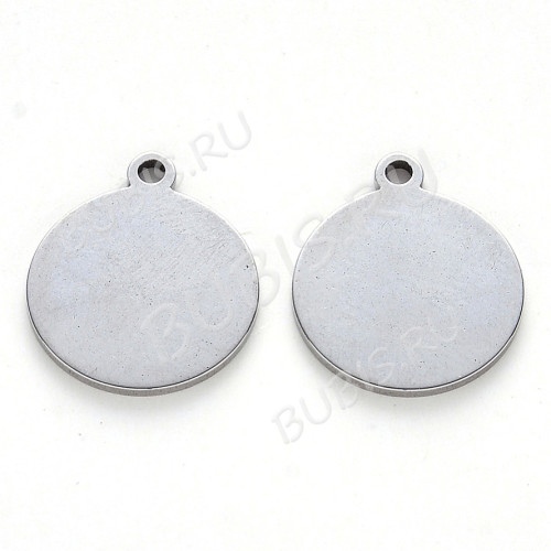 Подвеска Жетон 35 Круг с петелькой 17*15*1мм цвет платины (Хирургическая сталь)