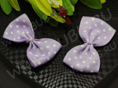 Декоративный элемент 058 Бантик в горошек 40*25*5мм св.сиреневый (ткань) (декоративные элементы)