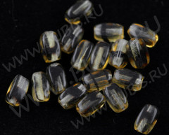 Бусина Бочонок 06 4хгранный 6*3,5*3,5мм св.янтарно-т.коричневый прозрачный (стекло) (20шт)