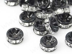 Рондель со стразами 23 4*4*2мм чёрно-прозрачный (Brass и стекло)