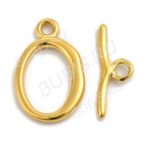 180-G Тоггл Овал  22*14мм и 19*7мм Real Gold Plated 18K золотистый (Хирургическая сталь)