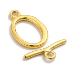 180-G Тоггл Овал  22*14мм и 19*7мм Real Gold Plated 18K золотистый (Хирургическая сталь)