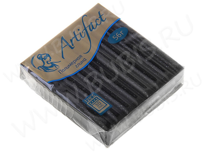 Полимерная глина Артефакт 291 черный с блестками 56г.