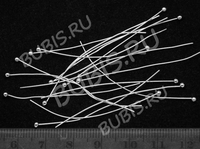  Штифт с ШАРИКОМ 50*0,6мм серебристый (Brass) (50шт) 