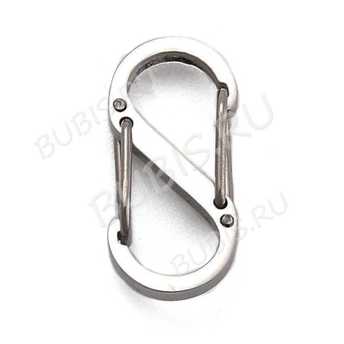 Замочек карабин №124 S-образный двусторонний 15*7*4мм цвет платины (Хирургическая сталь) 