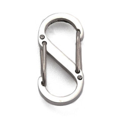 Замочек карабин №124 S-образный двусторонний 15*7*4мм цвет платины (Хирургическая сталь) 