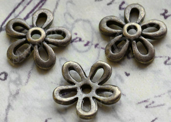 (СКИДКИ!!!) 141 Шапочка Цветочек 12*12*2,3мм античная бронза (литьё) (10шт.)