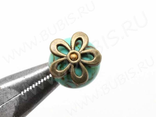 (СКИДКИ!!!) 141 Шапочка Цветочек 12*12*2,3мм античная бронза (литьё) (10шт.)