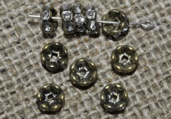 Рондель со стразами 27 8*8*3,5мм античная бронза и прозрачный (Brass и стекло)