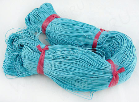(СКИДКИ!!!) Вощёный х/б шнур 1мм цвет голубо-бирюзовый (ок. 75м)