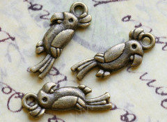 Подвеска Птичка 17 3D Попугай 19,5*7,8*2,1мм античная бронза (литьё)