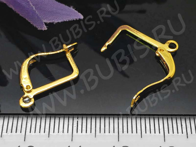 Швензы с английским замком №50 прямоугольные 18*13*2мм золотистые (Brass) (1 пара)