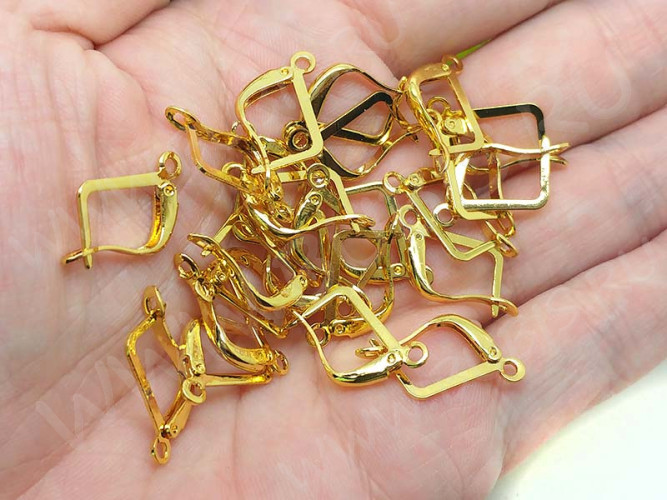 Швензы с английским замком №50 прямоугольные 18*13*2мм золотистые (Brass) (1 пара)