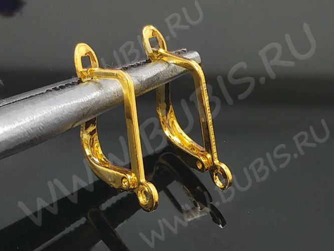 Швензы с английским замком №50 прямоугольные 18*13*2мм золотистые (Brass) (1 пара)